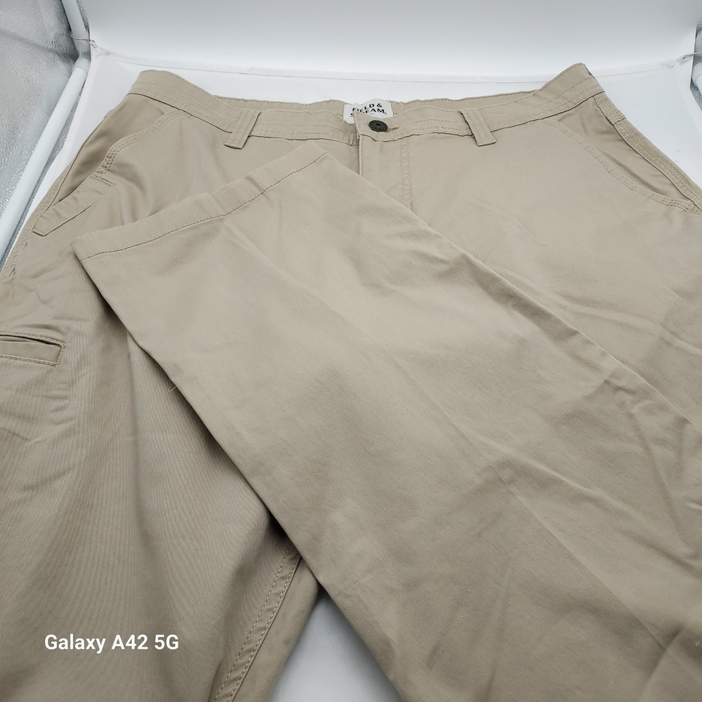 Field & Stream Mens Khaki Utility Pants Tan Straight Leg Stretch 36x32 RN104141
